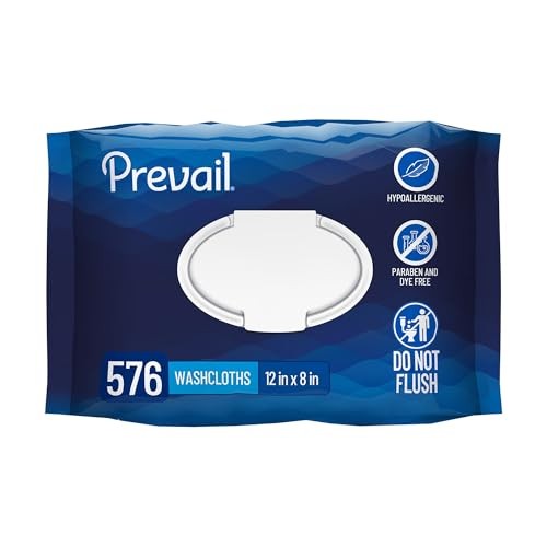 Prevail Adult Washcloths 576 Count, Disposable Incontinence Wipes