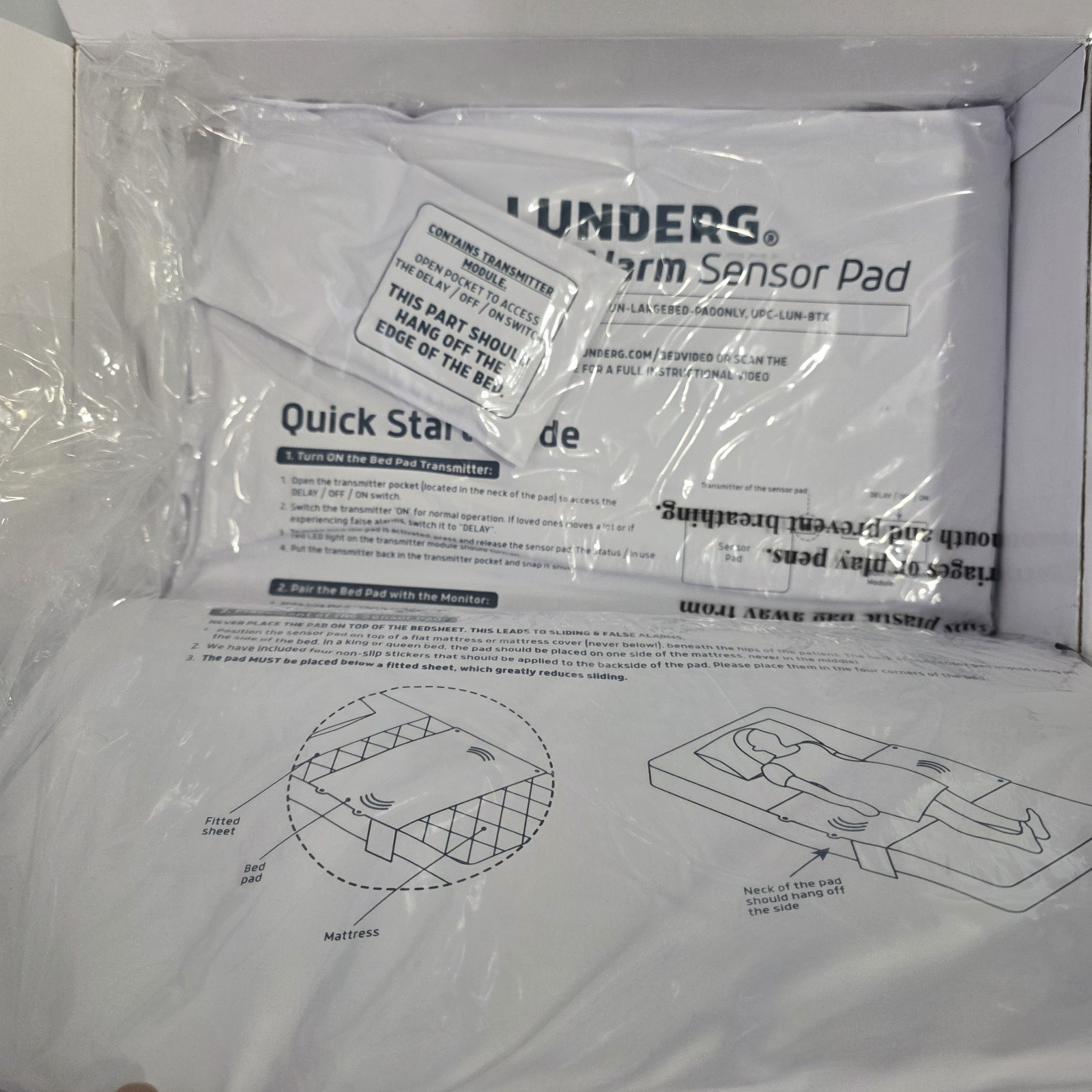 Lunderg Large Bed Alarm For Elderly Adults – Wireless Sensor Pad (20” x 30”)