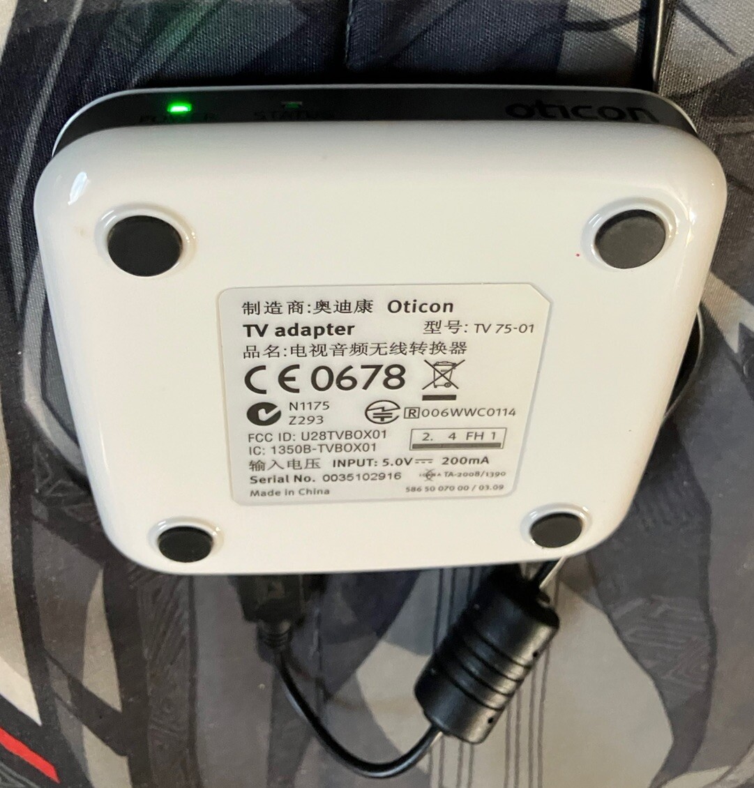 🦻 Oticon Connectline TV ADAPTER W-AC/USB (only) TV75-01 GuC Tested L👀K