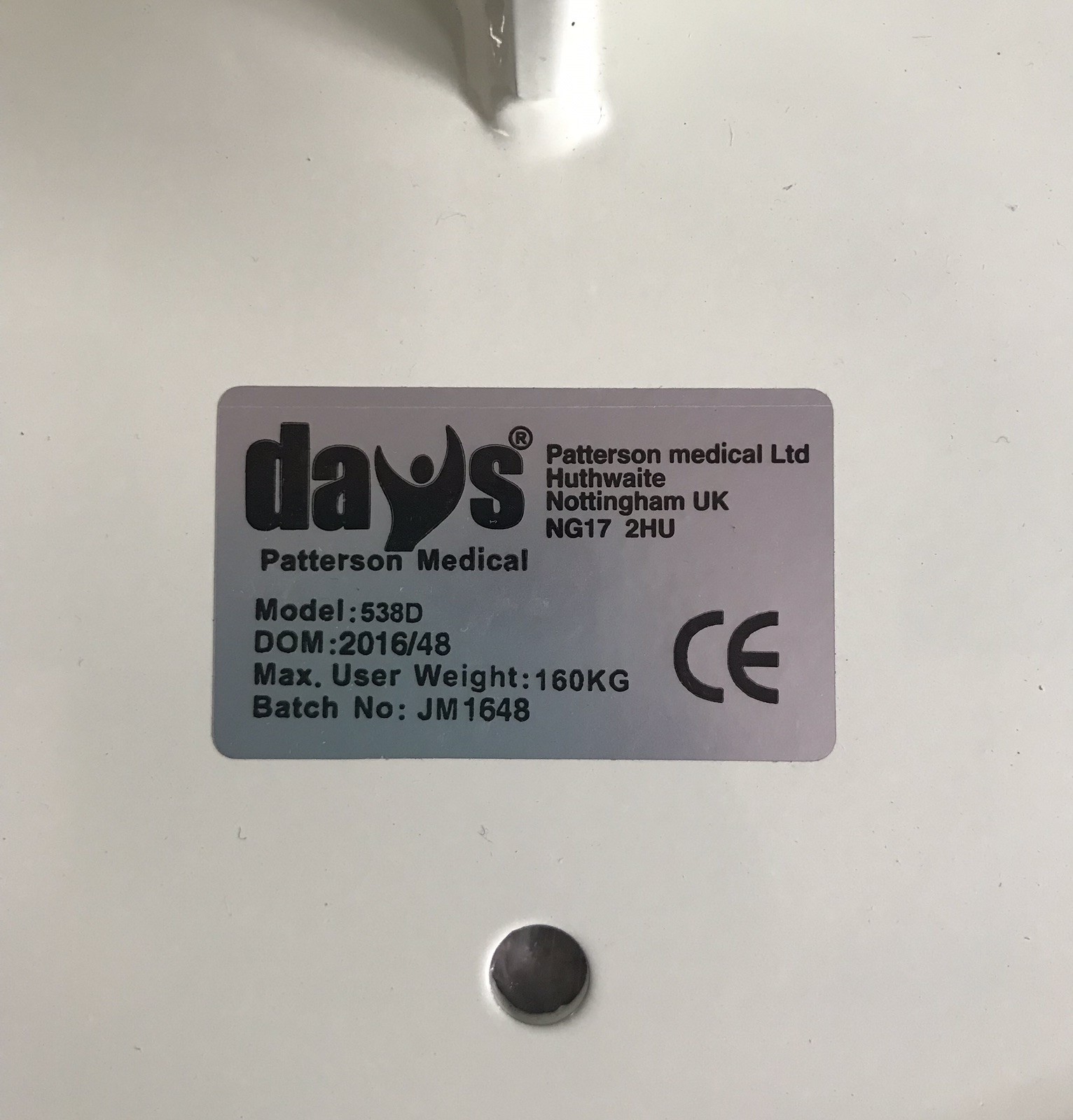 Patterson Medical 538D Wall Mount Lift-Up Shower Seat White W/ Handles – NEW
