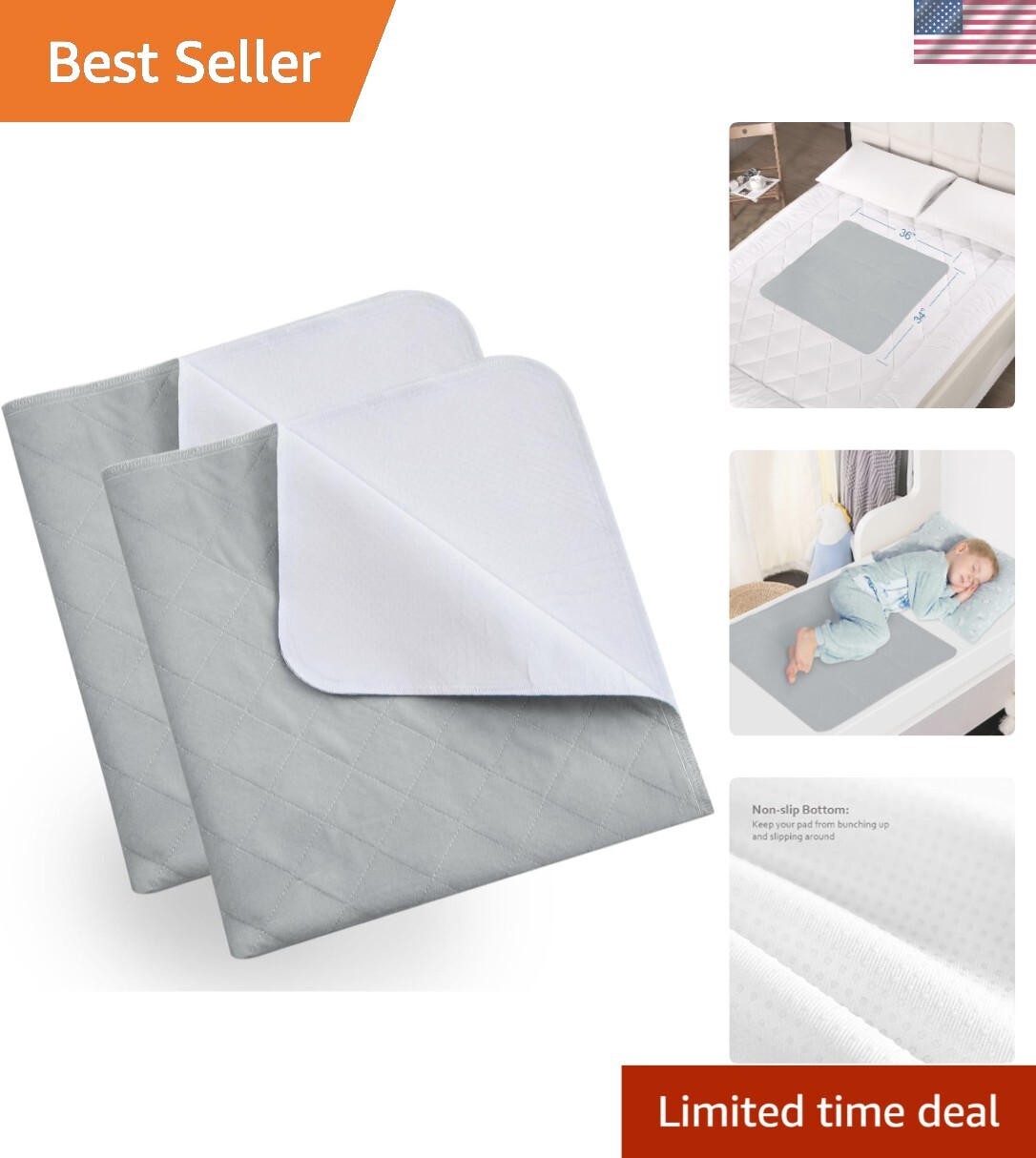 Quality Washable Bed Pads 34″ x 36″ – 2 Pack for Optimal Comfort and Care
