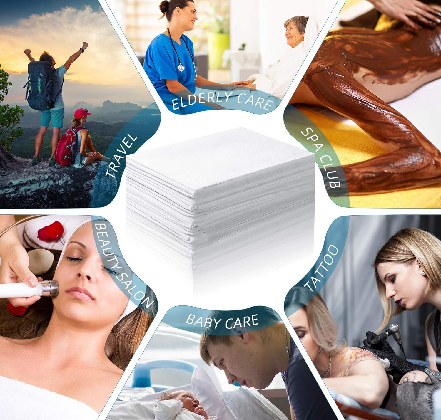 Tatuo 50 Pieces 31 x 70 Inches Disposable Bed Sheets Cover Massage White