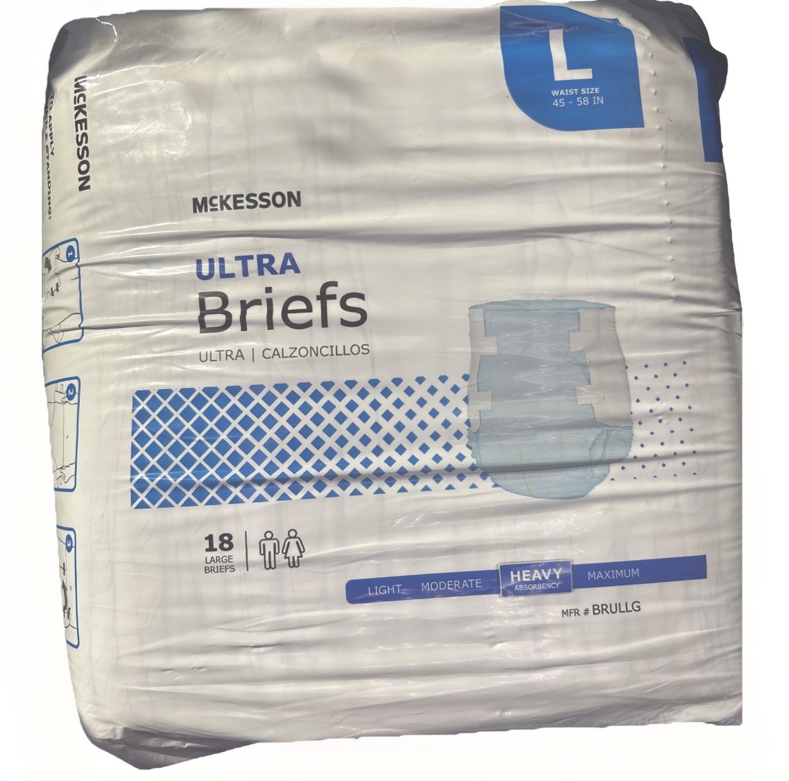 McKesson Ultra Adult Briefs Large 45-58” Heavy Absorbency 18 Count Sealed