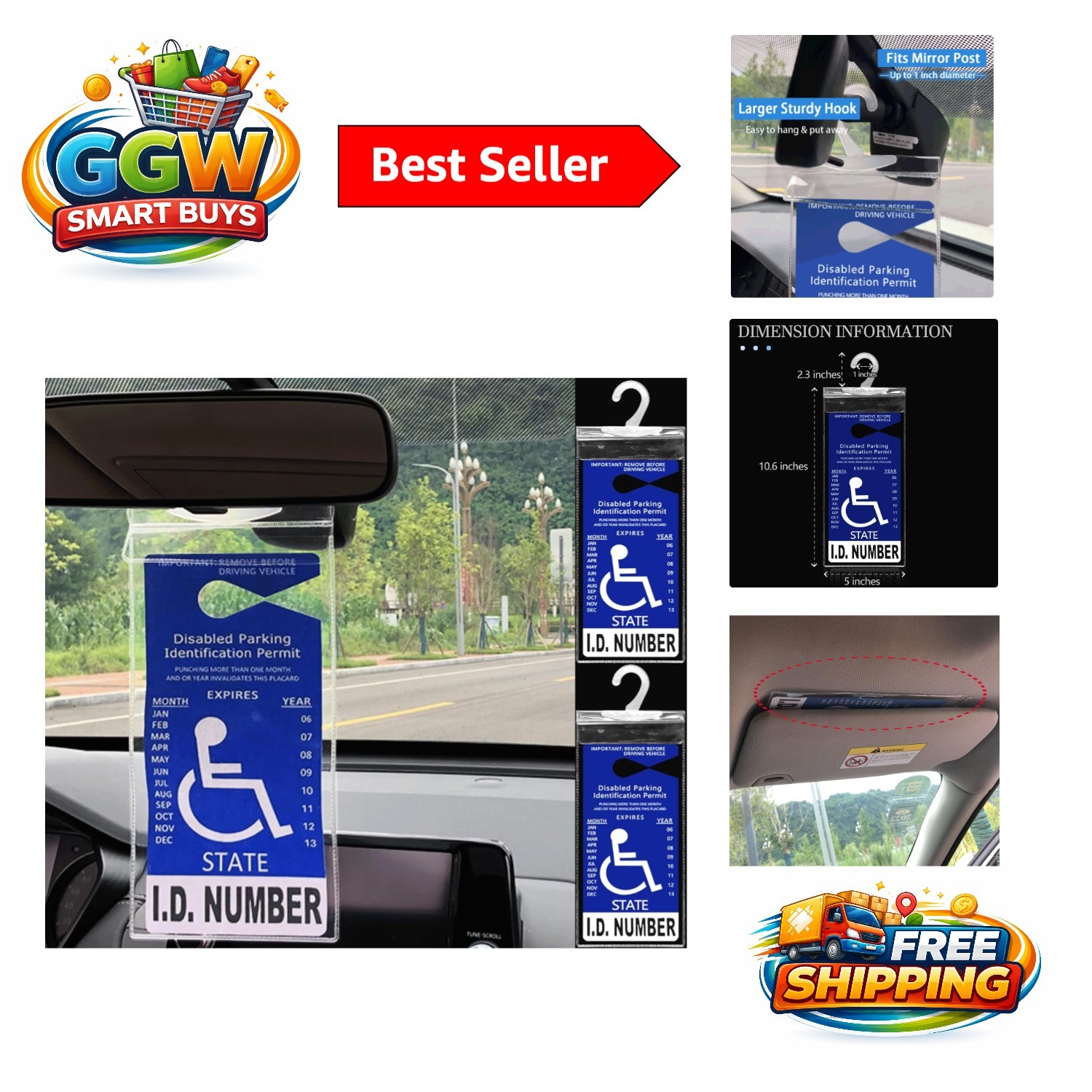 Durable 2-Pack Handicap Placard Holders with Large Hanger – Auto Essential