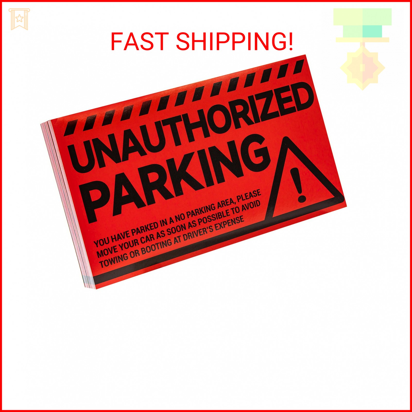 CDXHOME 100pcs Parking Violation Stickers – 5″ x 8″ Hard-to-Remove Towing Warnin