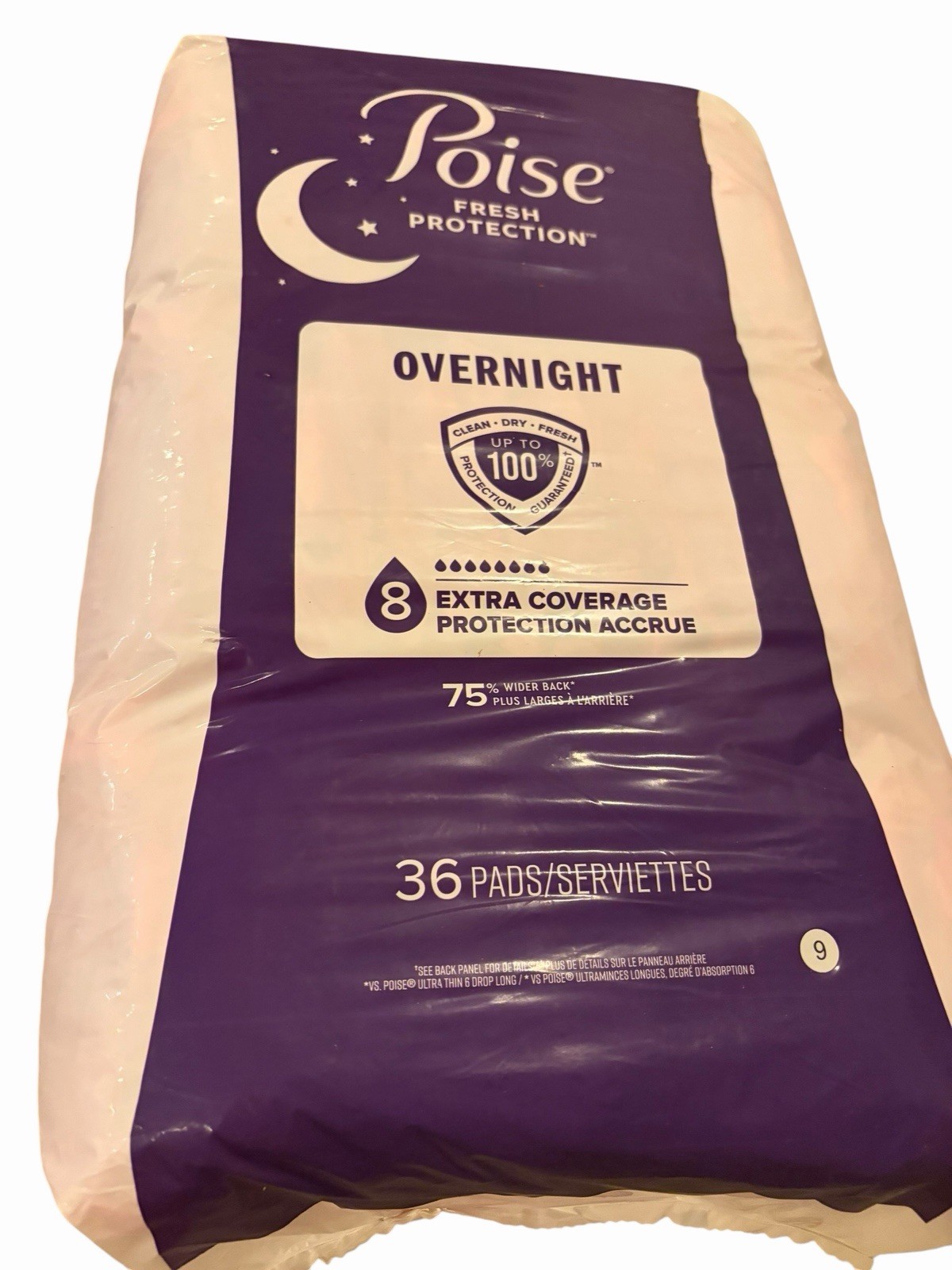 Poise Overnight Incontinence Pads Extra Coverage 8 – 72 Count (2 Packages of 36)