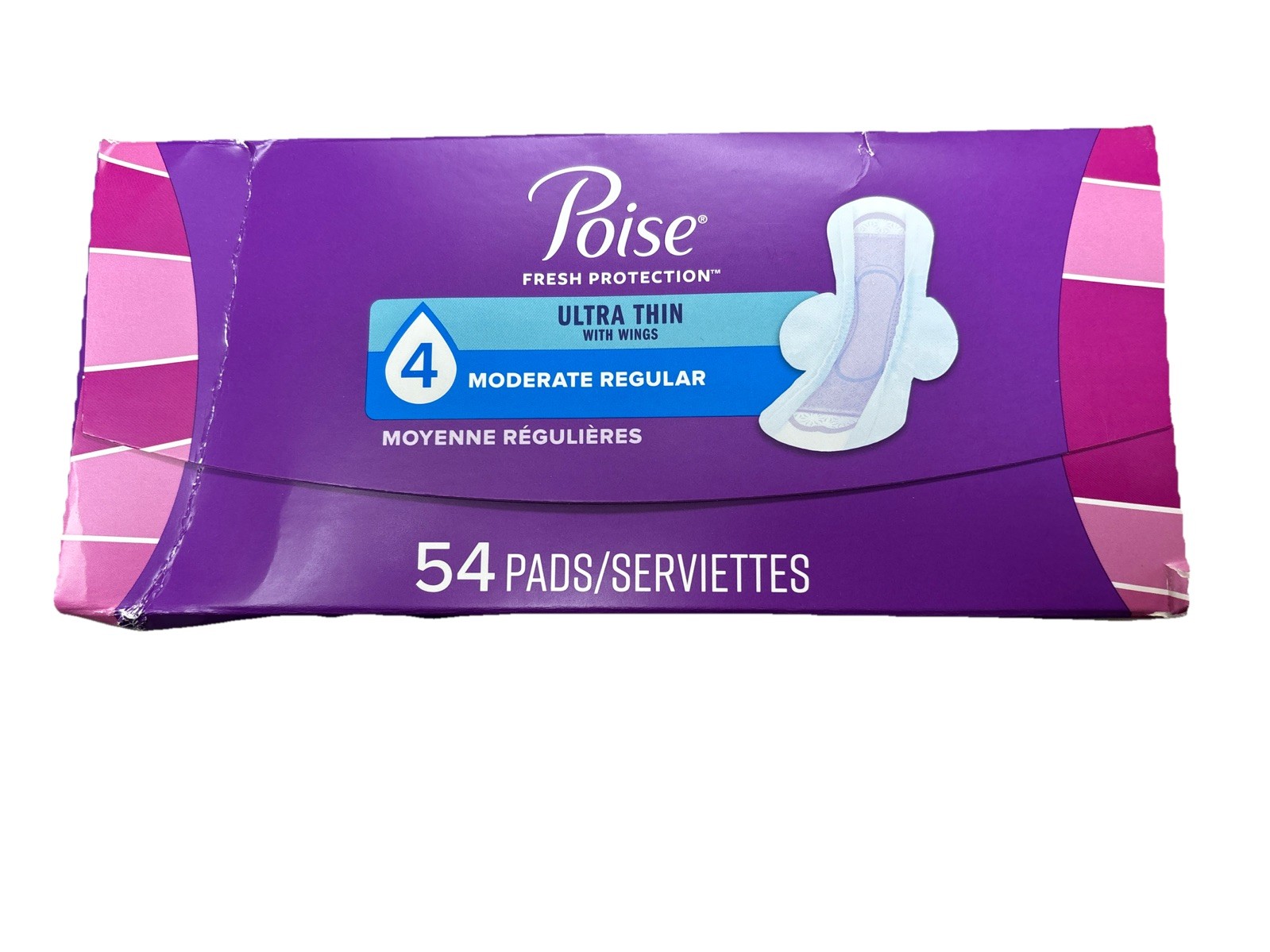 54 Count Poise Ultra Thin Incontinence & Postpartum Pads with Wings for Bladder