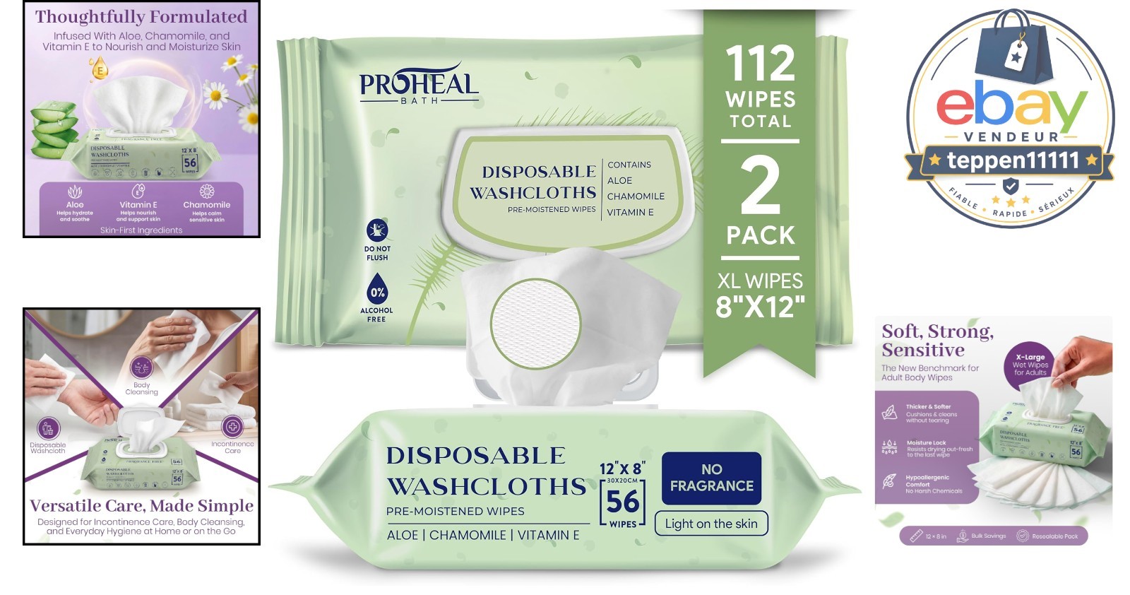 X Large Adult Wet Wipes 112 Count Disposable Incontinence Wipes