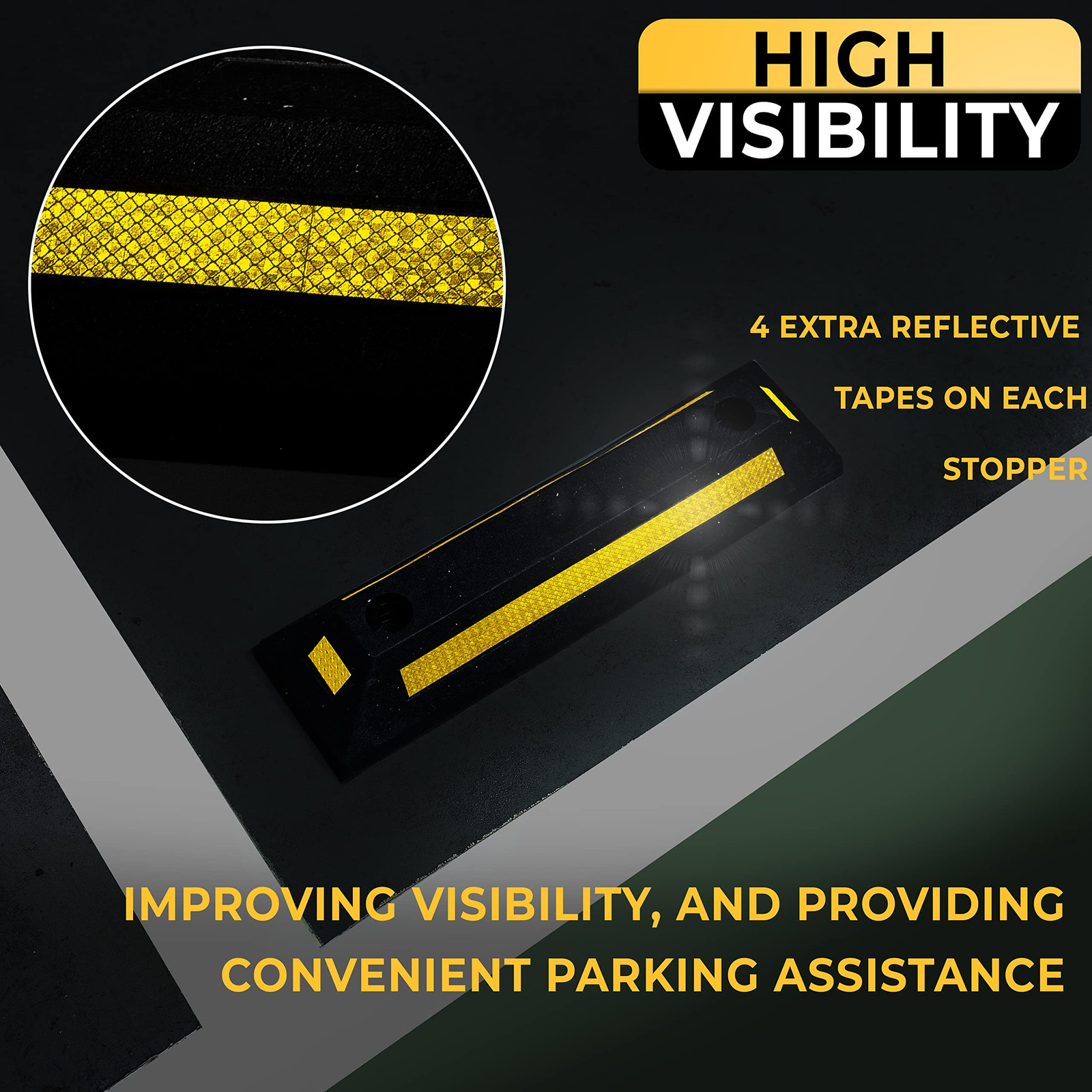 Heavy Duty Rubber Parking Guide -4 Pcs Premium Quality Durable Car Garage Whe…