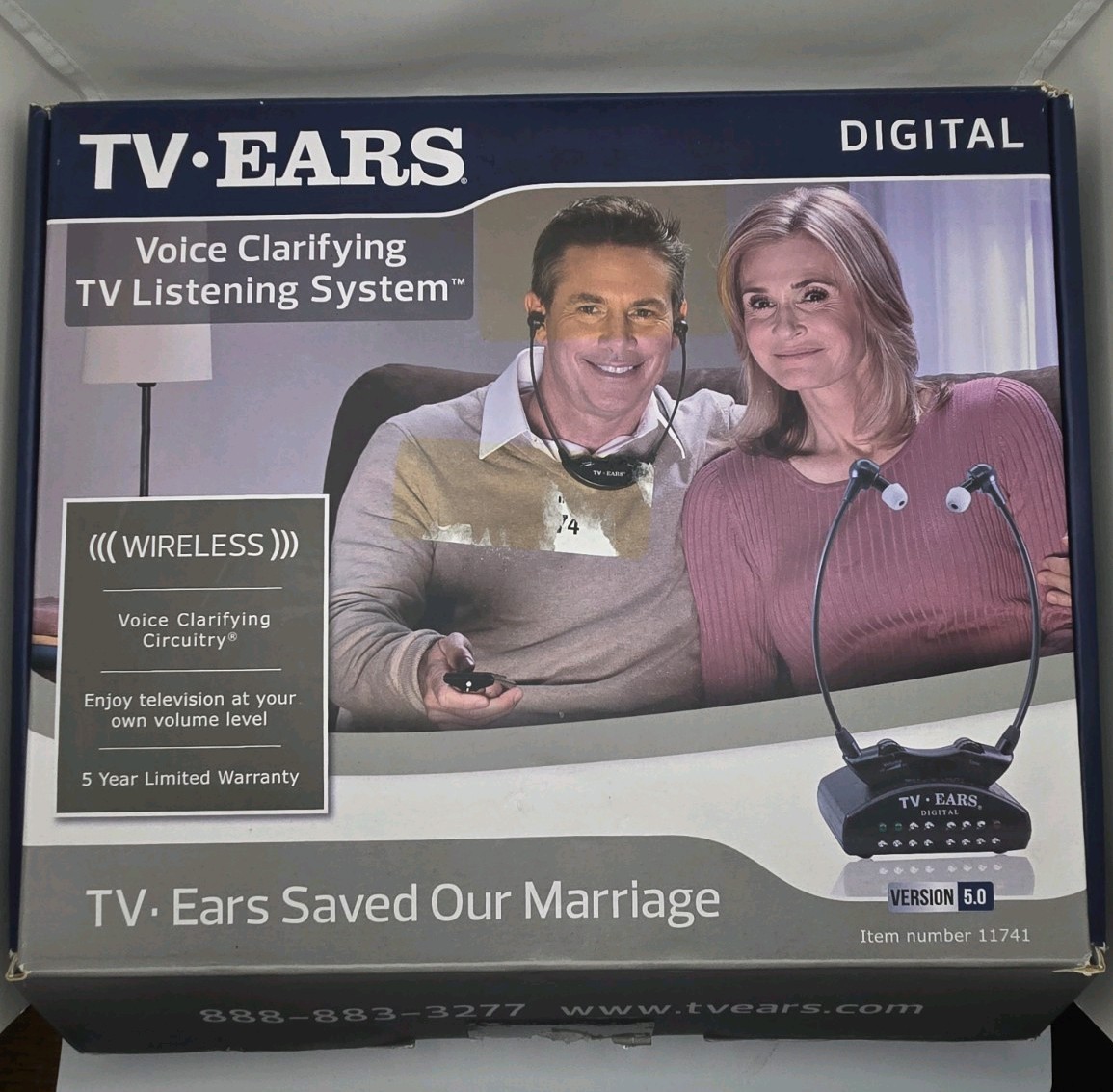 Pre-owned TV Ears 11741 Version 5.0 In-Ear Digital Wireless Hearing System Black