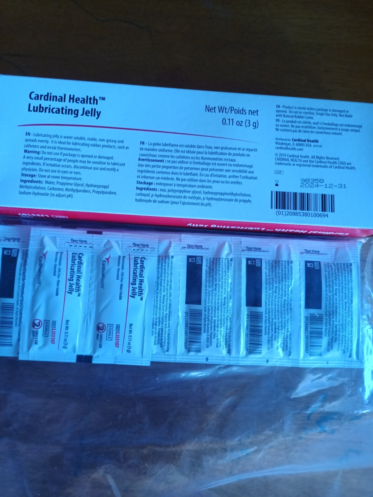 CARDINAL 1 Box& 1 bag of 50 Health Lubricating Jelly 3 g Foil Packets