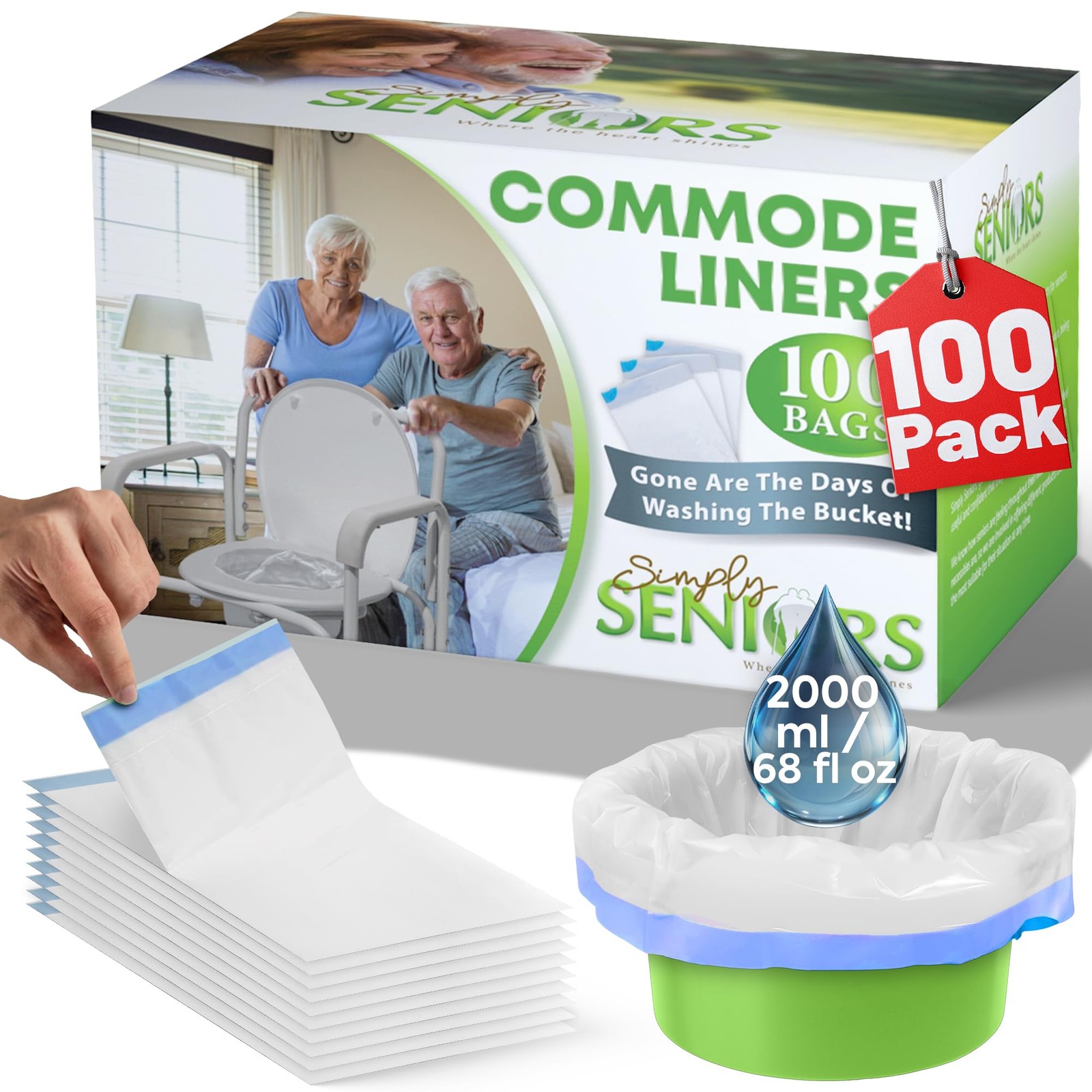 Commode Liners 100 Strong Portable Commode Toilet Bags Easy To Use Bedside …