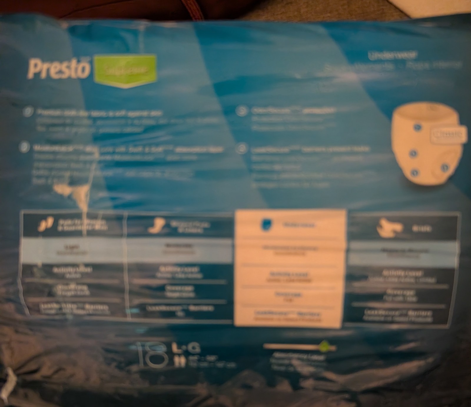 Presto Underwear 36 Count Unisex Large (2) 18 CT