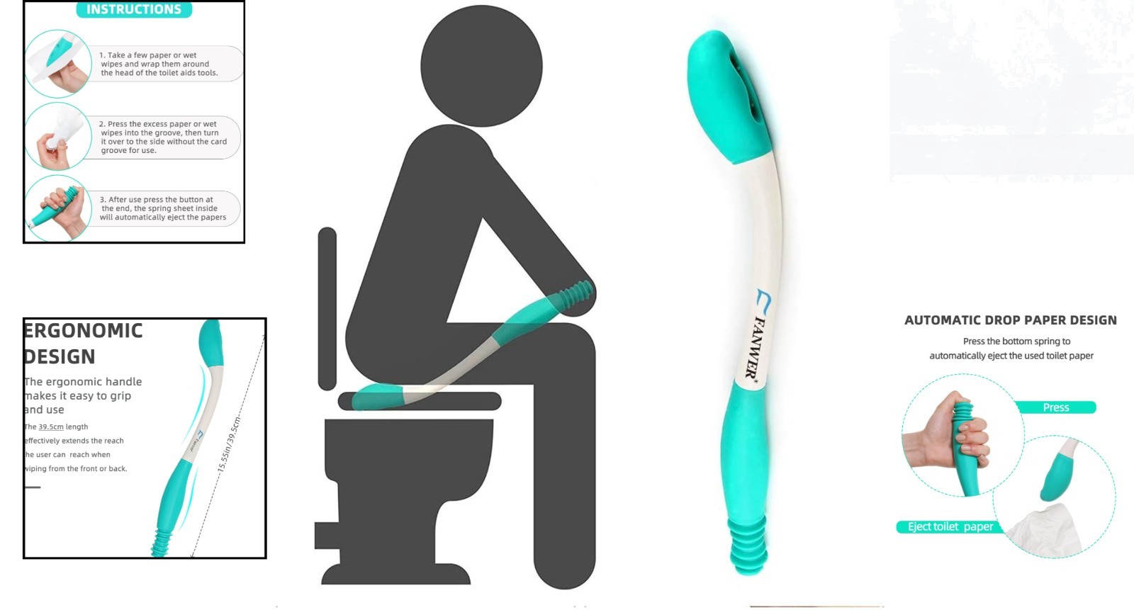 Ergonomic Long Toilet Aid: Comfort Wipes for Limited Mobility Support