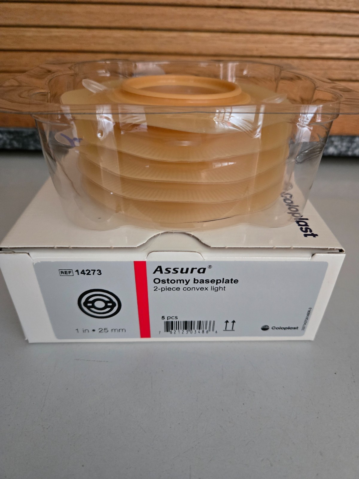 (2) Coloplast Assura Ostomy Baseplate Flange Convex Light #14273 1 in/25mm NIB