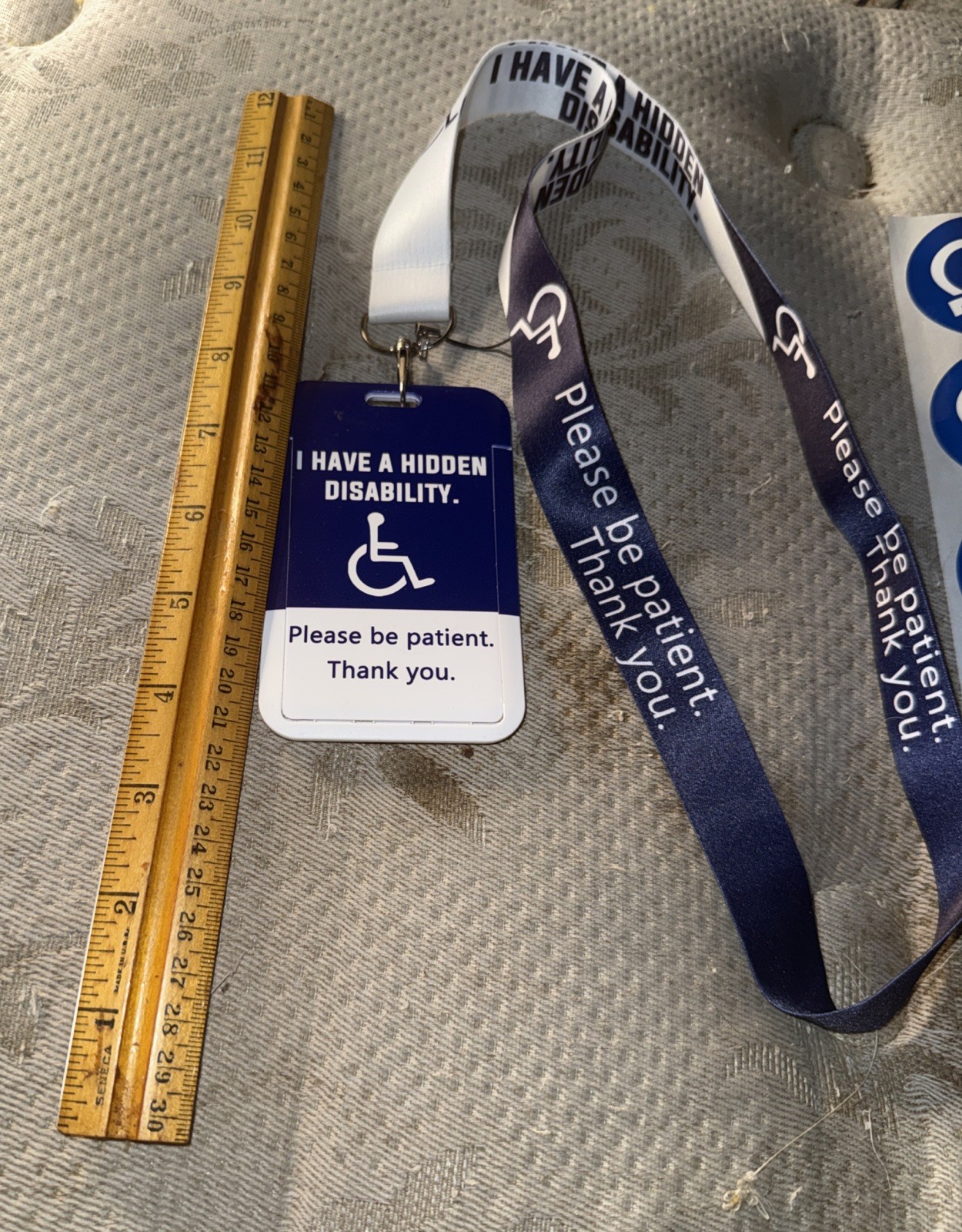NOVELTY Hidden Disability .PLACARD & LANYARD + (10) – 2” STICKERS PLUS-BRACELET