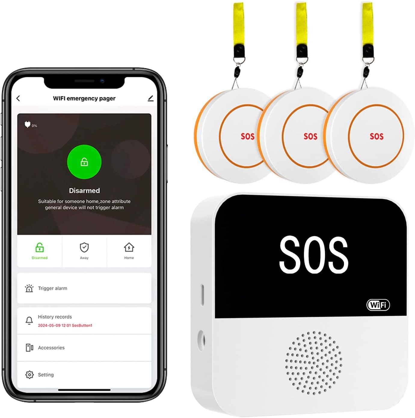 3 Pack Wireless Caregiver Call Button for Elderly at Home, WIFI Panic Button, He