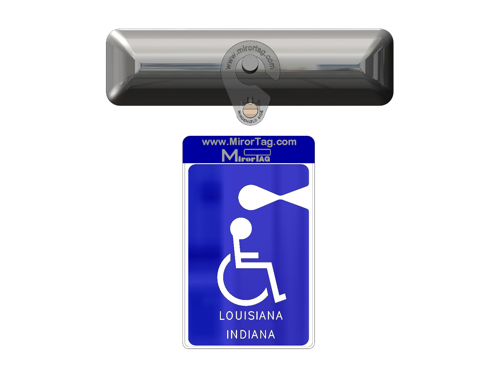Indiana & Louisiana States Handicap Tag Holder & Protector- Easy On & Off