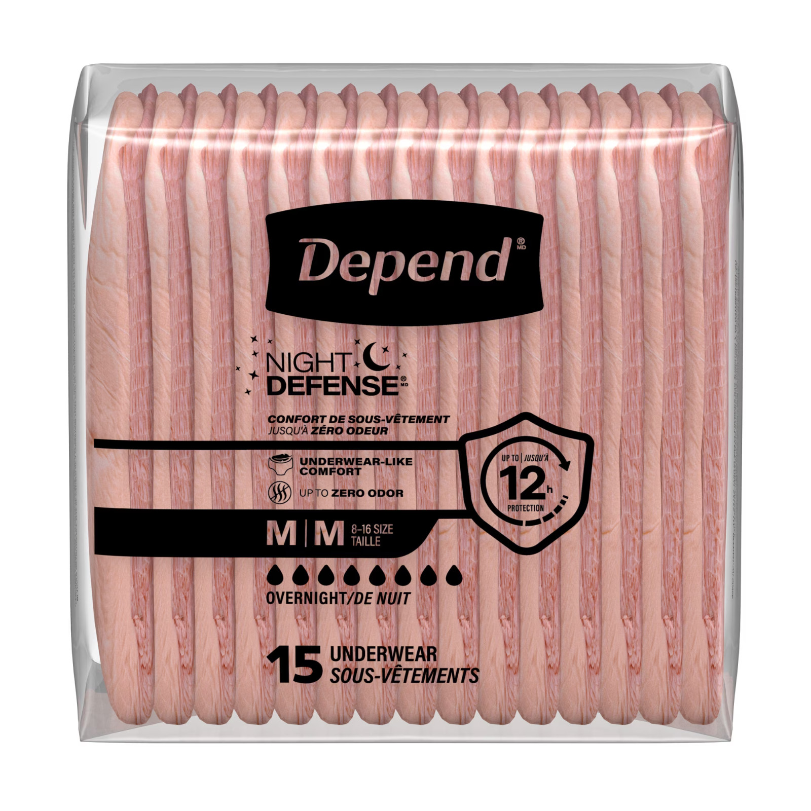Depend Night Defense Incontinence Underwear for Women Medium 60 Count