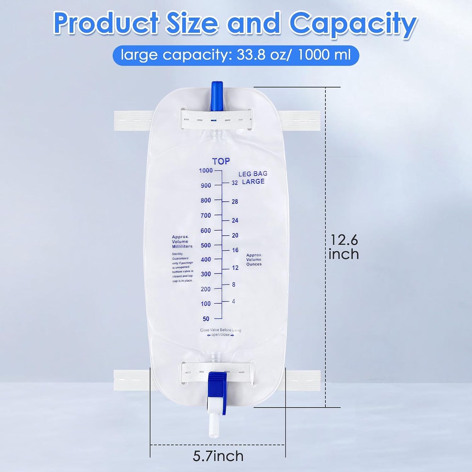 Urinary Drainage Bag 1000ml Anti Reflux Valve Leg Bag 5PCS Urinary Leg Bag