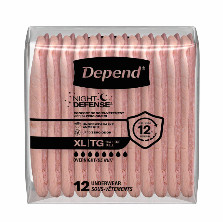 Depend Night Defense Incontinence Underwear for Women, Adult, Size XL, 48 Count