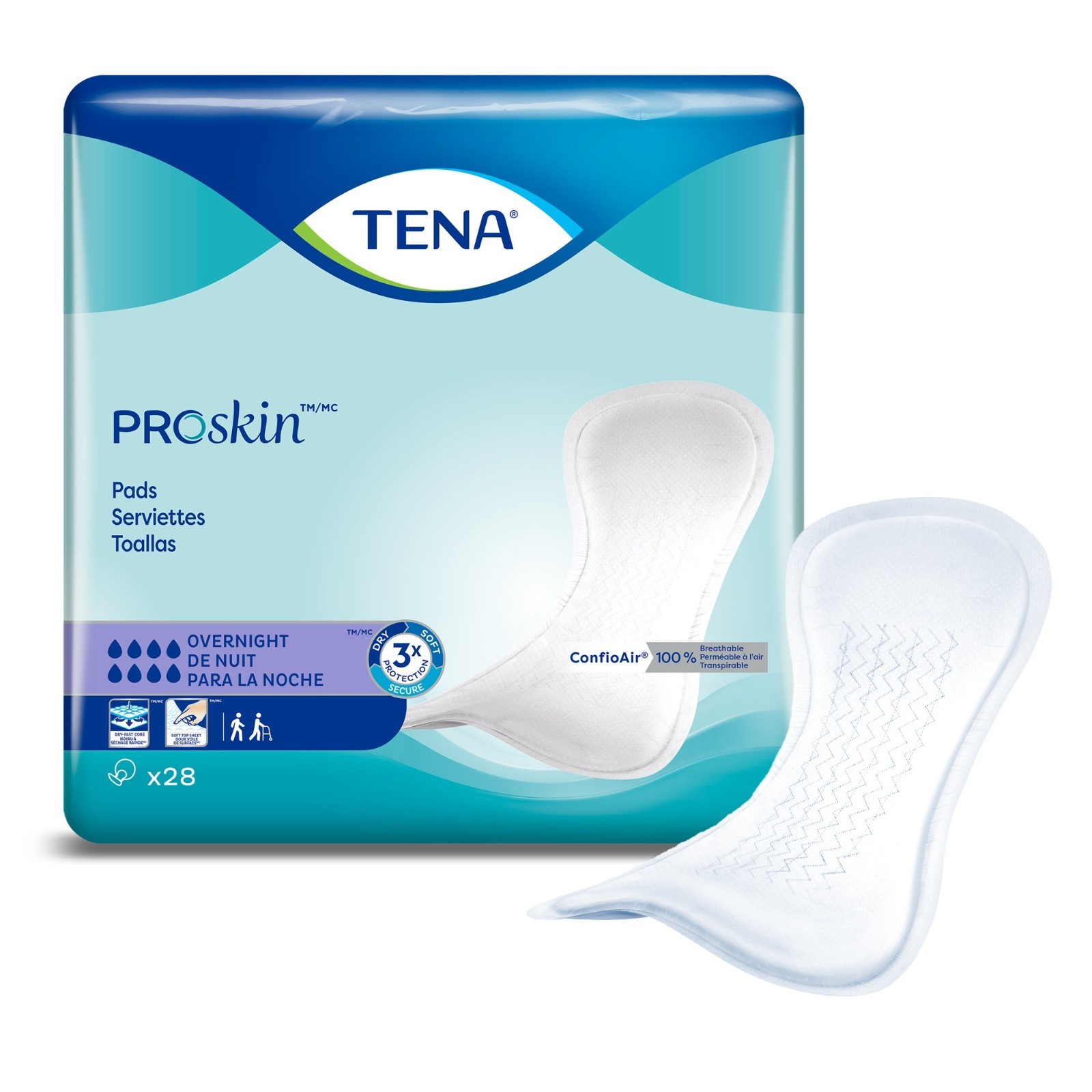 TENA ProSkin Overnight Unisex Incontinent Pad Overnight 16″ L 47809 | 28 Ct