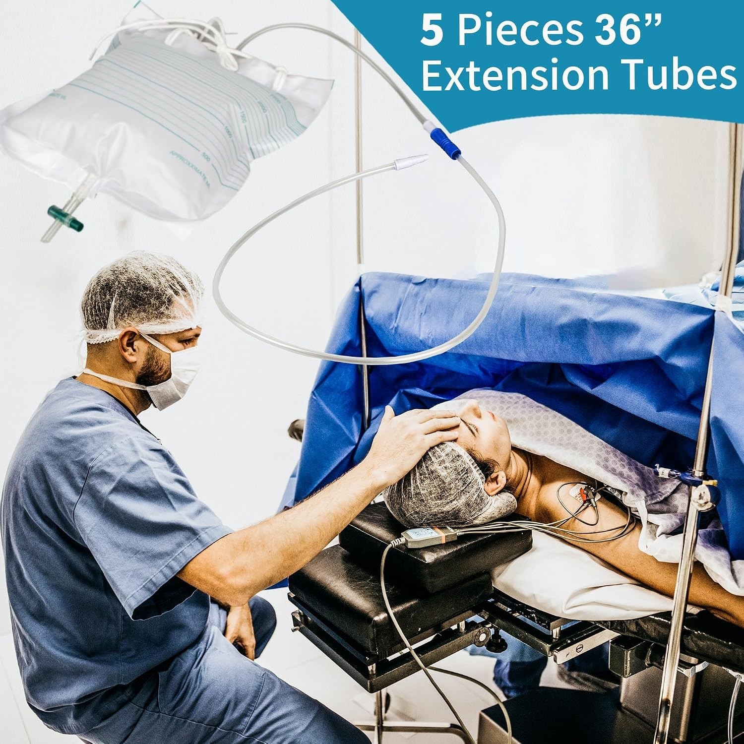 5 Pieces Urinary Drainage Bag Extension Tubing, 36″ Catheter Drain