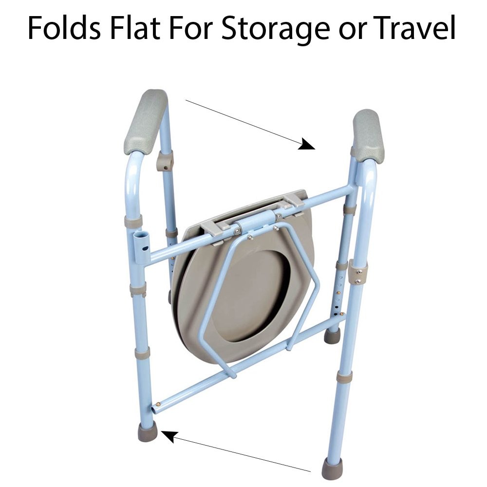 Carex 3-In-1 Folding Bedside Commode And Raised Toilet Seat Portable Toilet