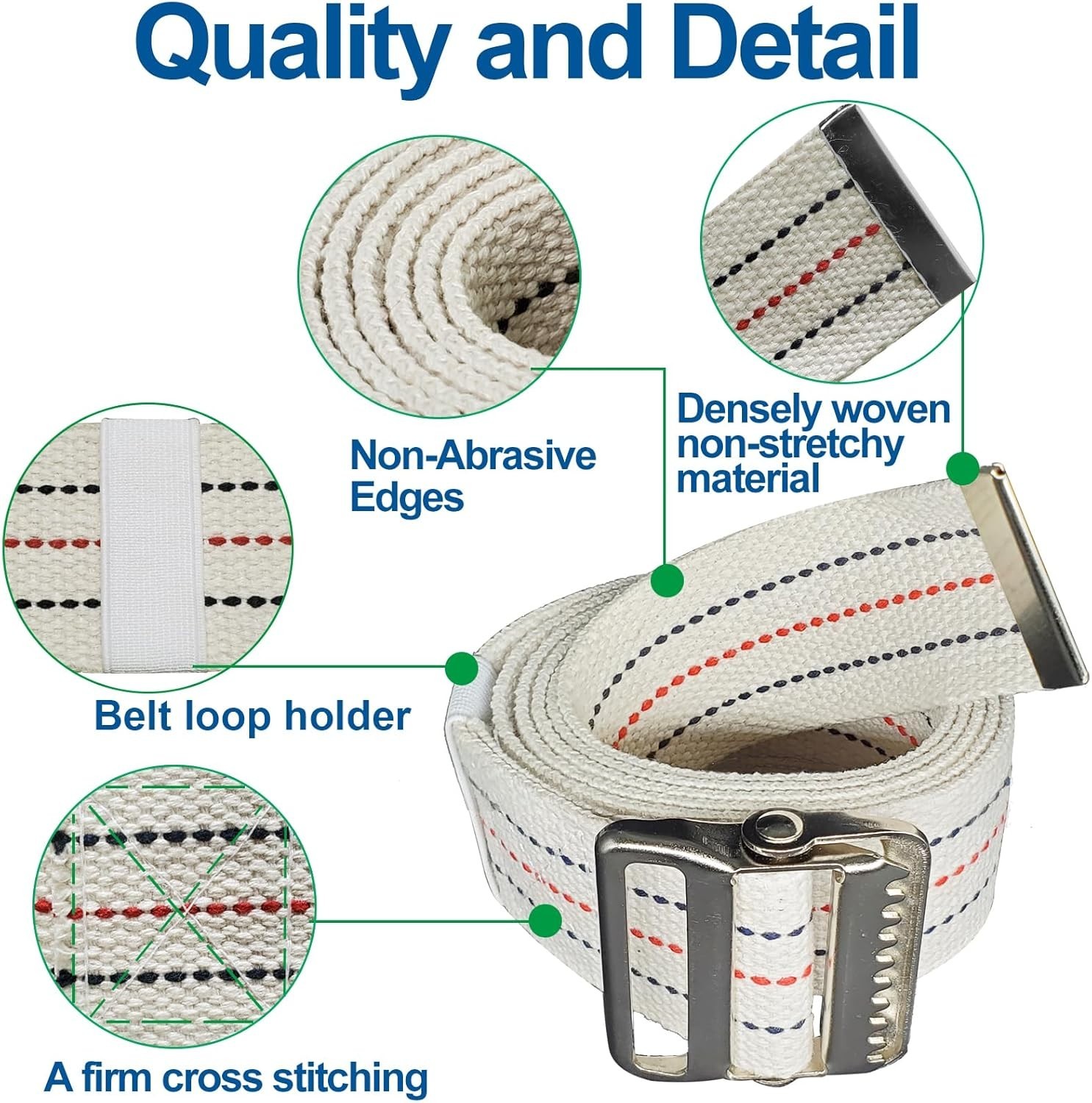 Breathable Transfer Belt with Quick-Release Metal Buckle – 60 Inch Safety Aid