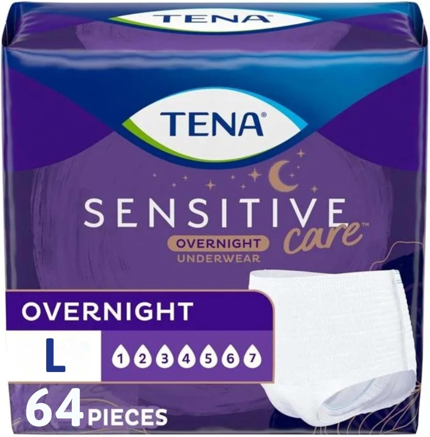 TENA Sensitive Care Overnight Incontinence Underwear for Women, Bladder Control,