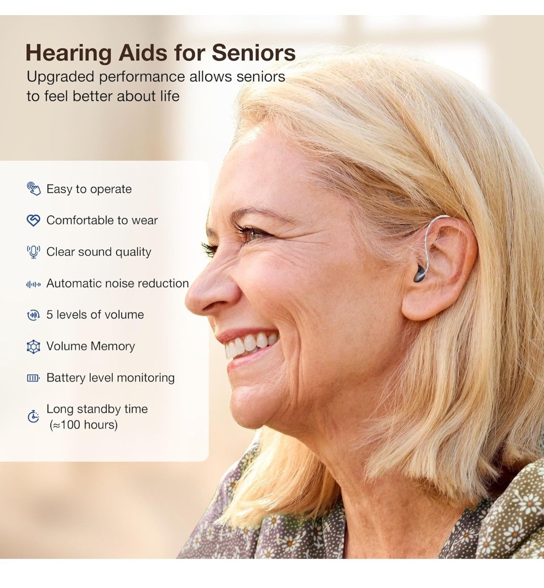 Rechargeable Hearing Aid Automatic Noise Cancellation Model M2231 NEW SEALED