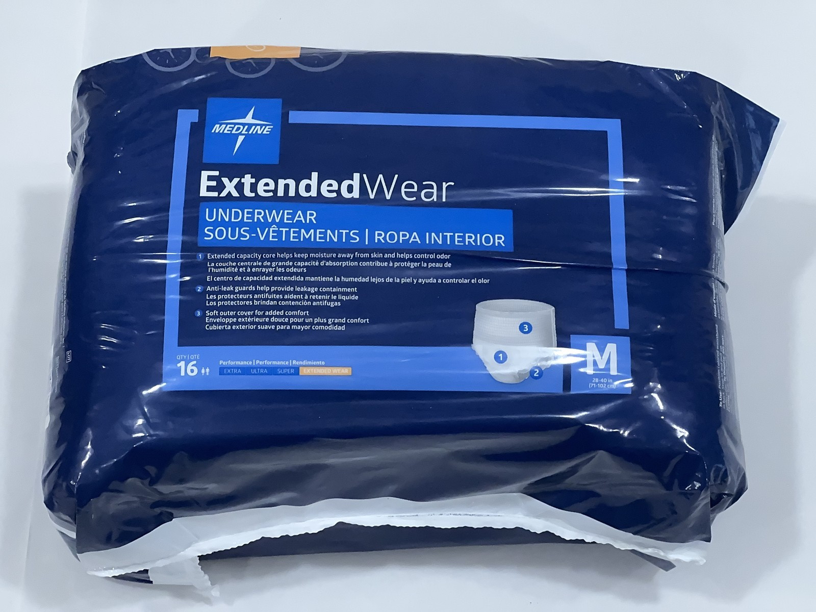 Medline Overnight Protective Underwear Extended Wear Medium