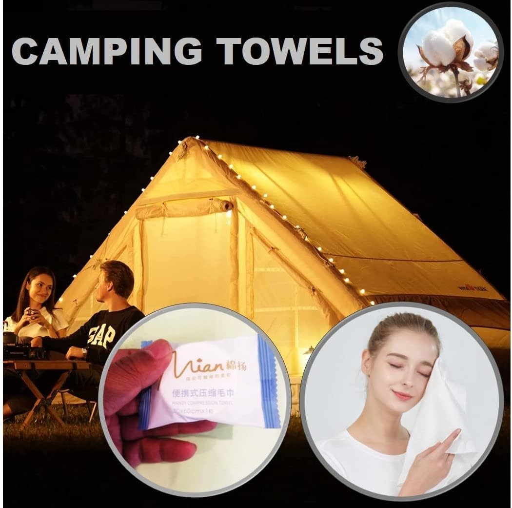 Portable 23.6″ Pure Cotton Disposable Face Towels – Perfect for Camping & Hiking