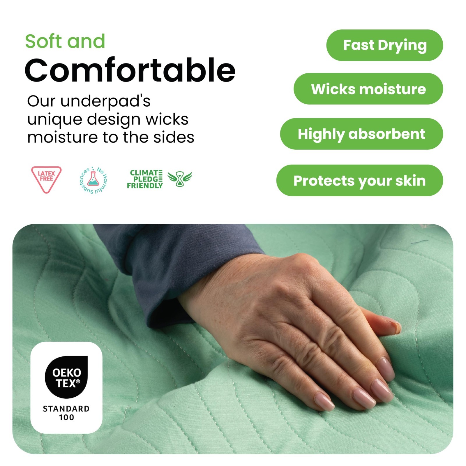 Washable Underpads 34″x36″ (6 Pack) – Heavy Absorbent Reusable Incontinence Pads
