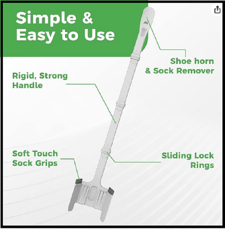 Sock Ox Extended Length Sock Remover And Long Shoe Horn Easy On And Off Stocking