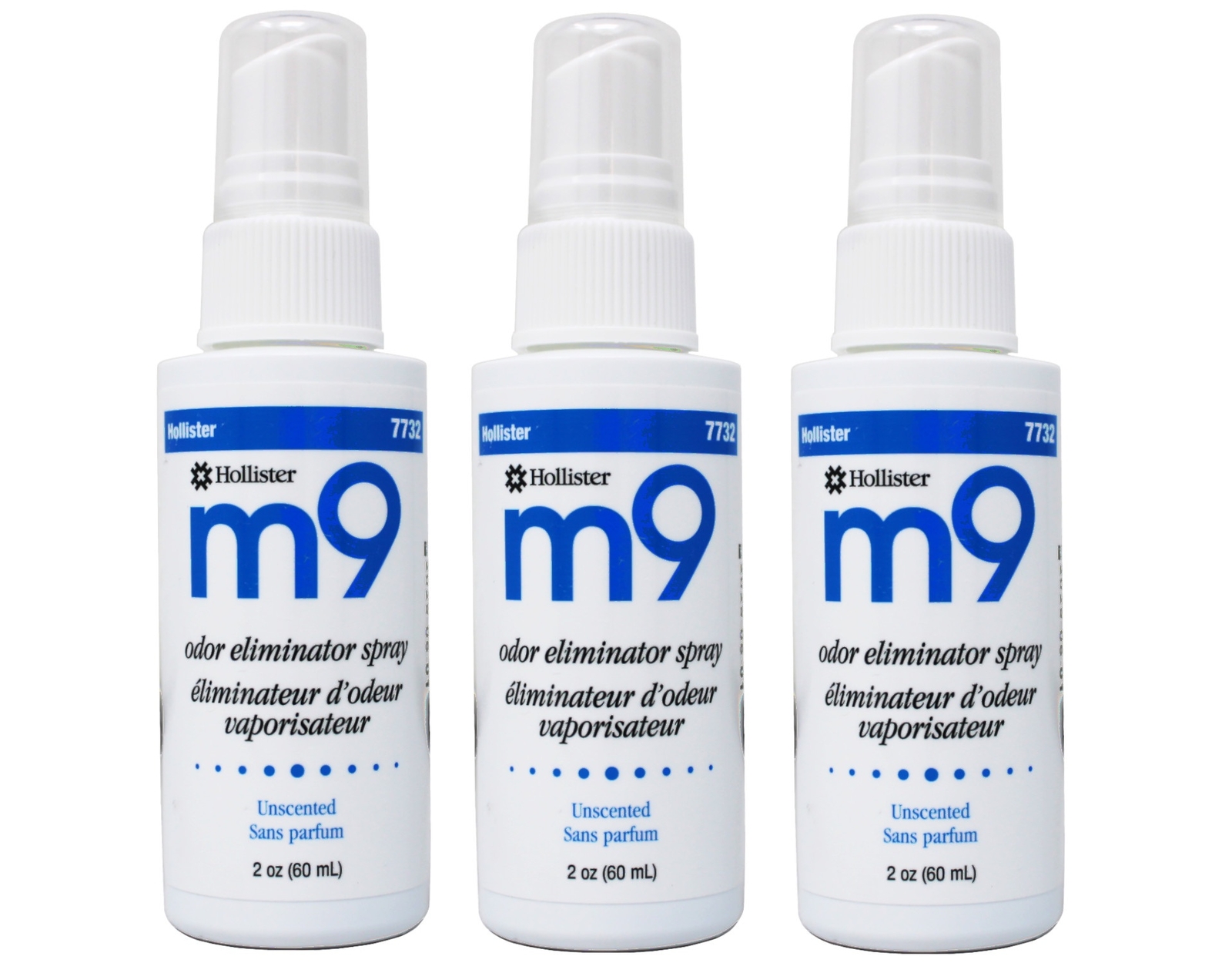 Hollister m9 Odor Eliminator Spray Unscented, 2 ounce Pump Spray Bottle, 3 Count