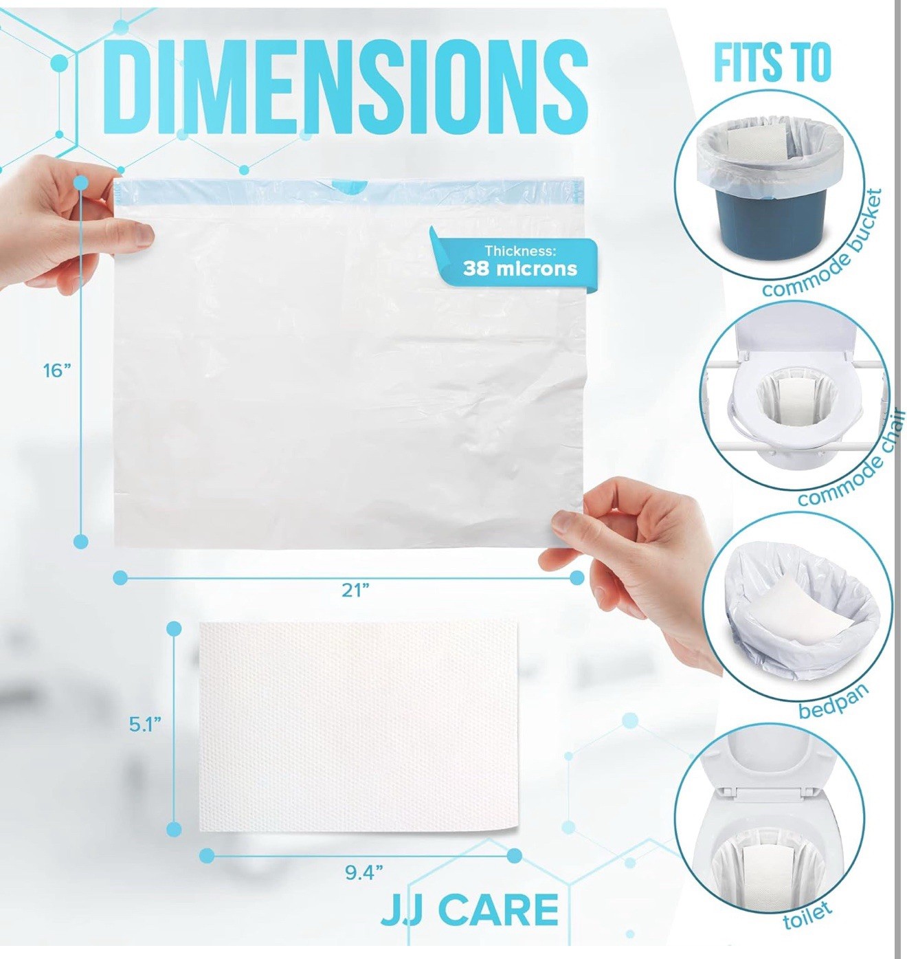 Commode Liners with Absorbent Pads – Pack of 60 Commode Liners for Bedside To…