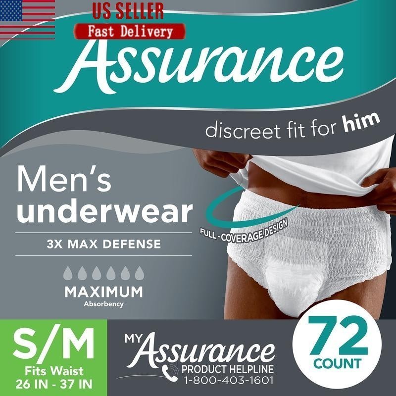 Men’s Incontinence Underwear Maximum Absorbency Discreet Comfort Fit 72 Count US