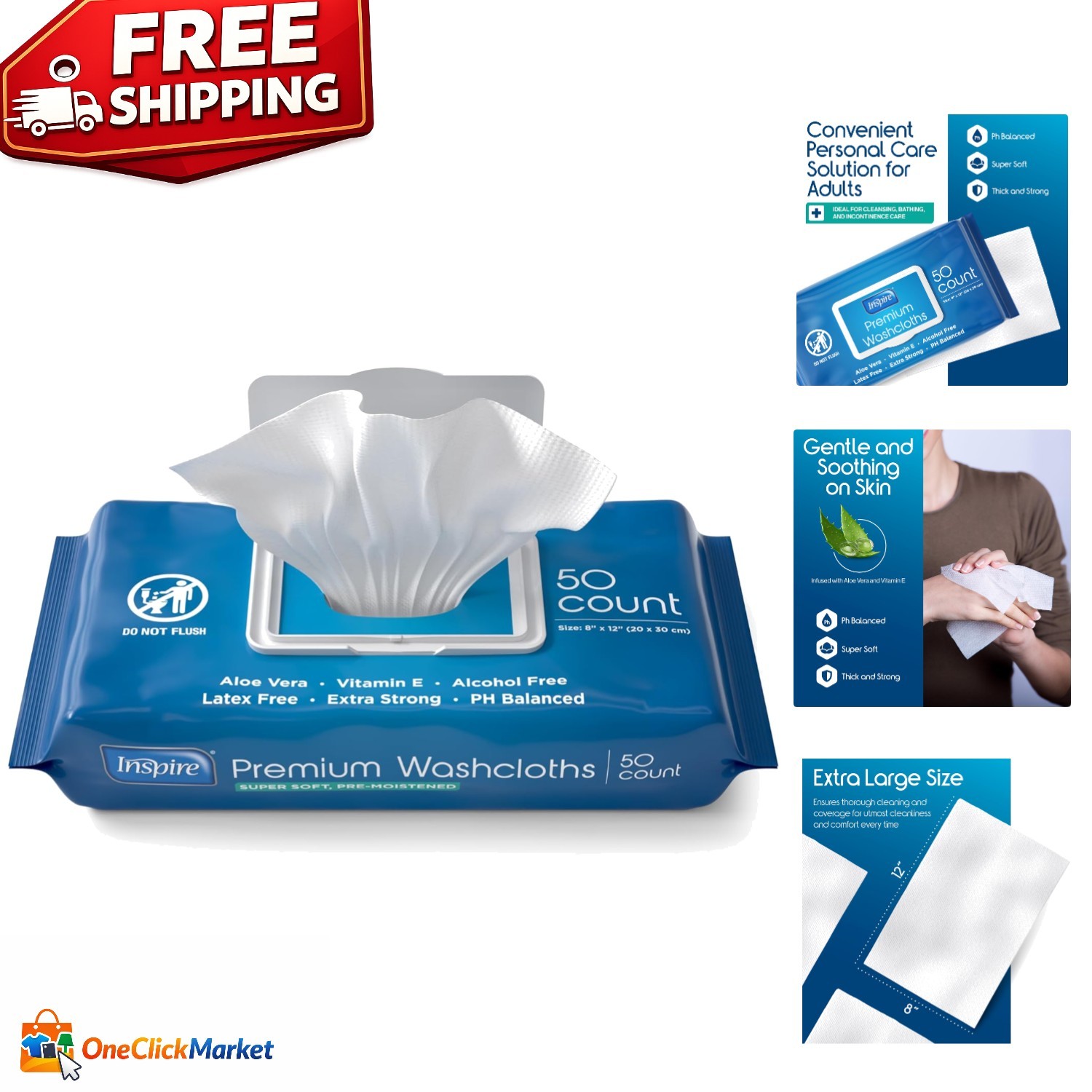 Thick and Strong Aloe Vera Adult Wipes | Perfect for Hygiene & Freshening