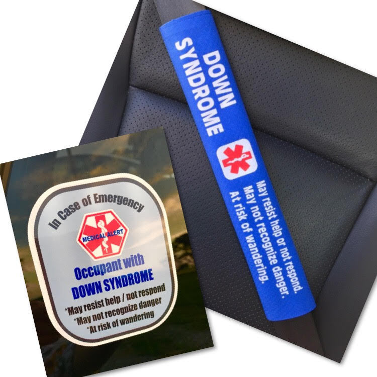 Down Syndrome Seat Belt Cover and Window Decal Set Royal Blue