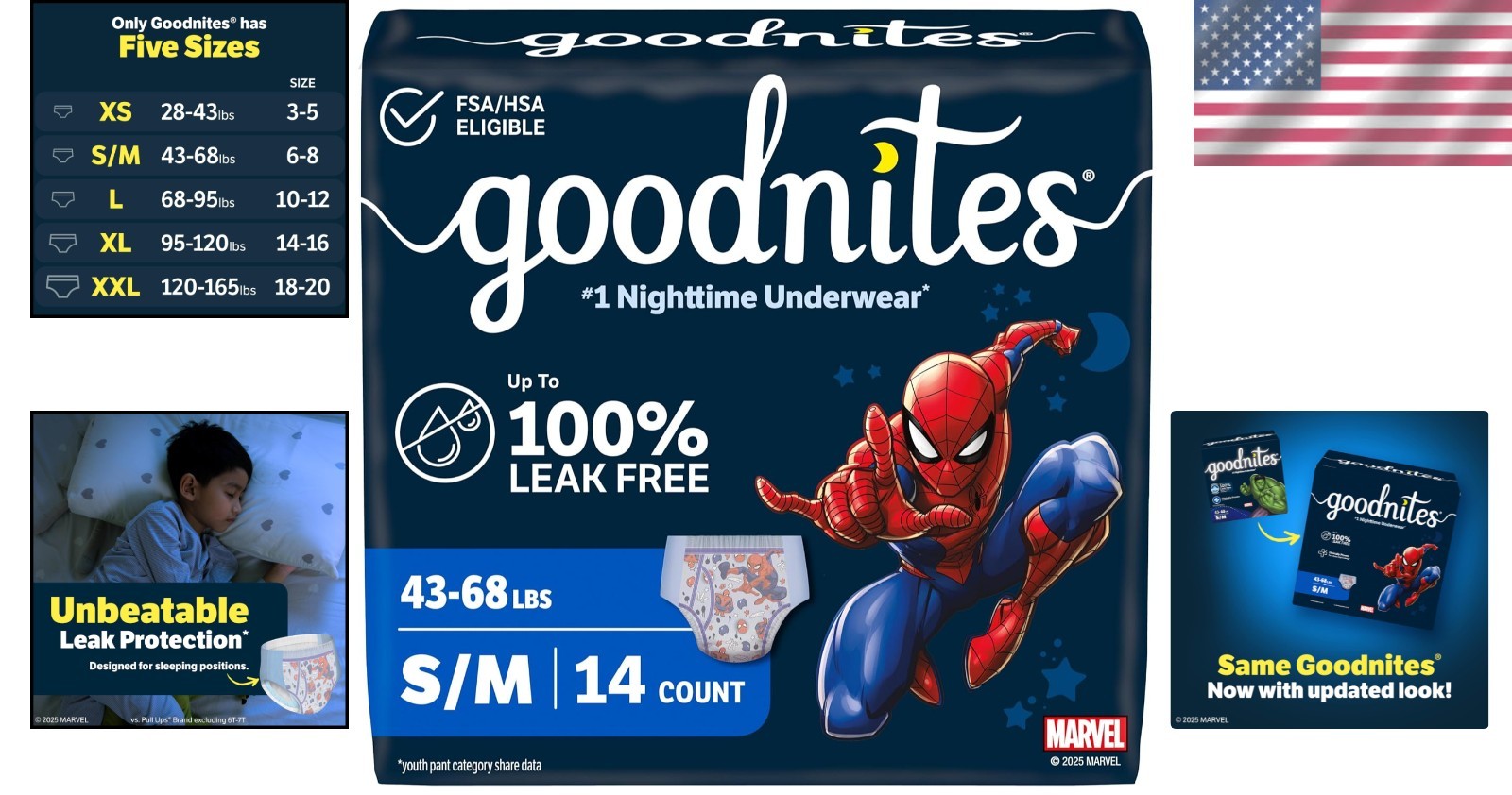 Goodnites Disposable Bedwetting Underwear Size S/M, 14 Pack for Boys’ Confidence