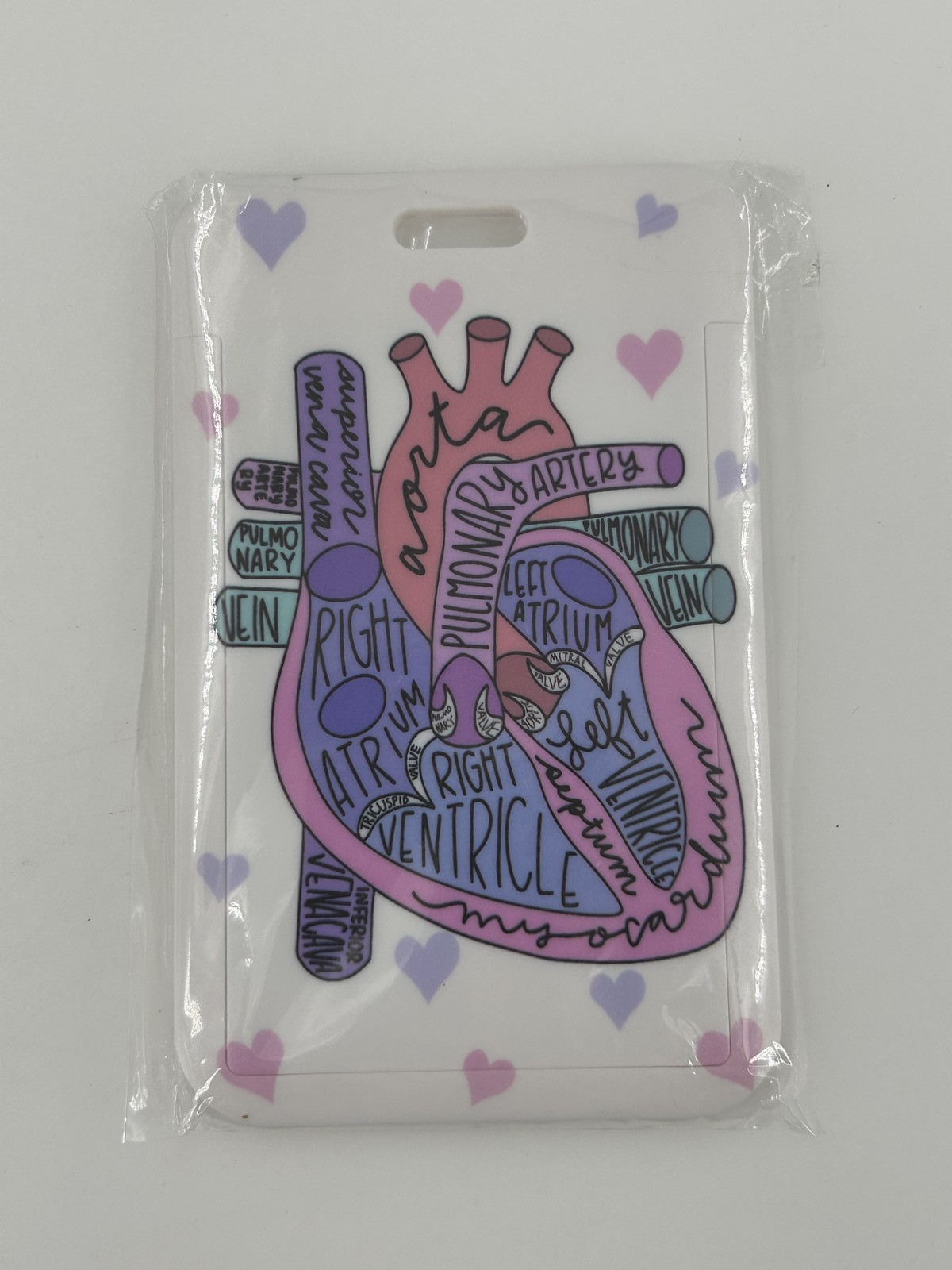 Anatomical Heart ID Badge Holder Medical Nursing Student Card Sleeve Hearts