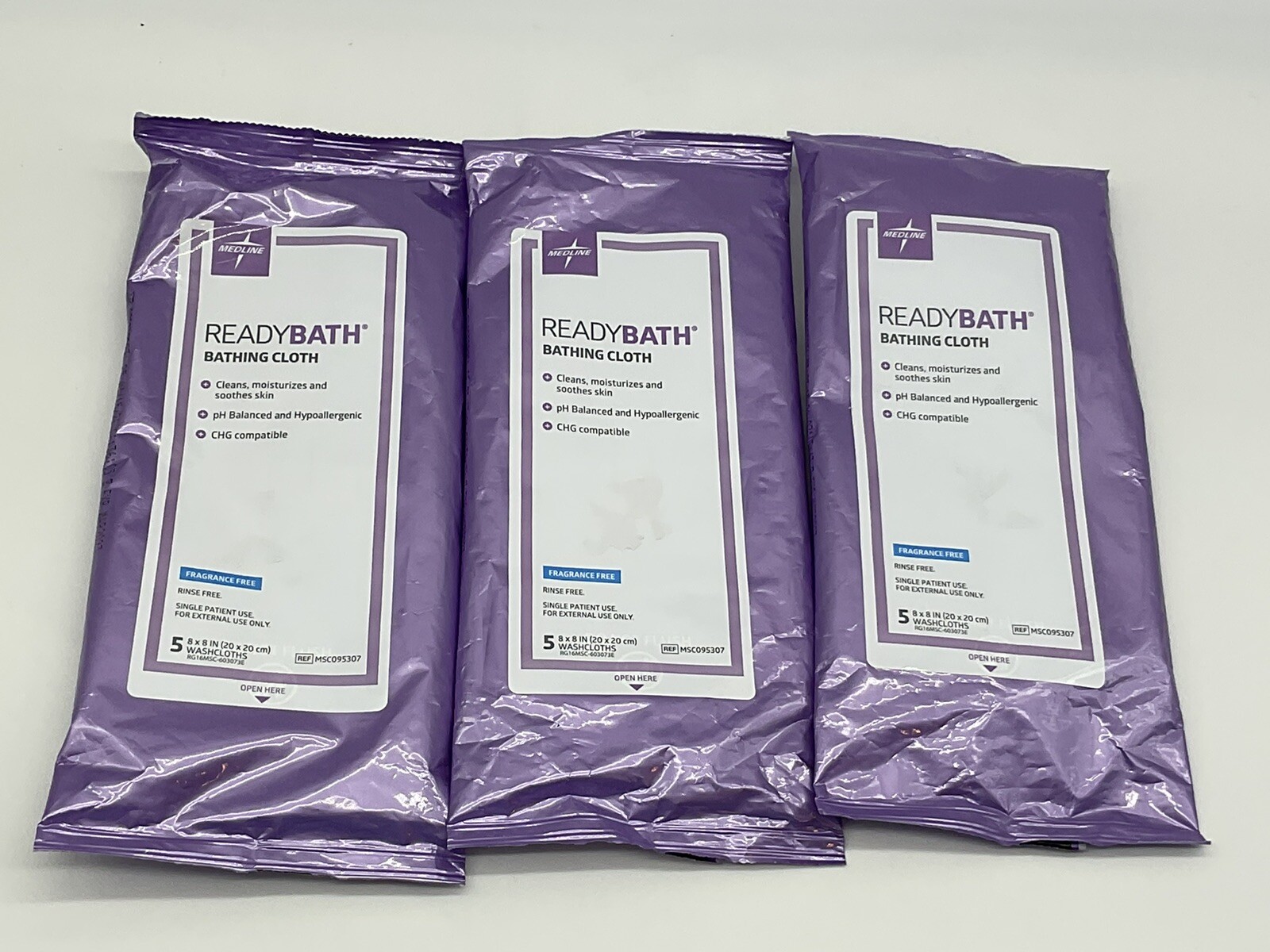 Medline Ready Bath Bathing Cloth 3 packs Of 5