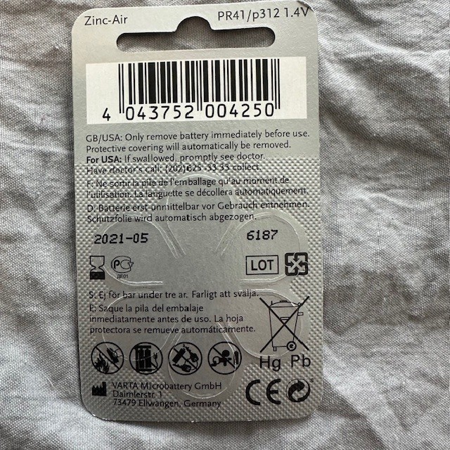PowerOne p312 Hearing Aid Batteries – 9 Packs – Zinc Air – PR41 1.4V