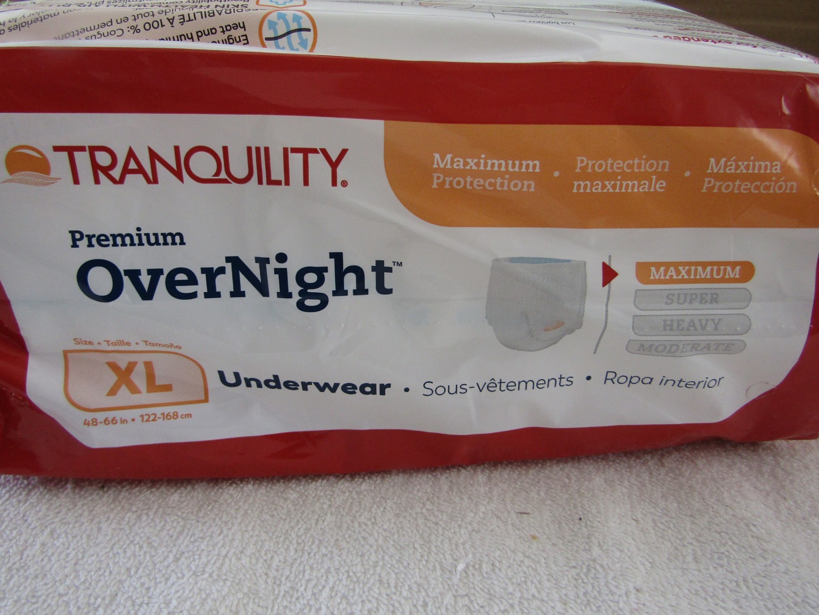 (4) PACKAGES TRANQUILITY PREMIUM DISPOSABLE UNDERWARE X-LARGE 14 Ct EACH