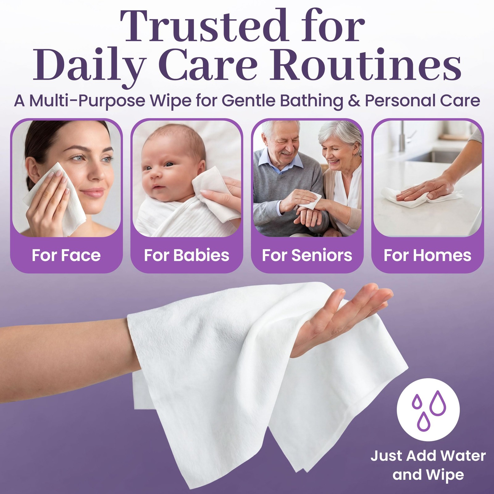Disposable Dry Wipes, 100 Pack – Ultra Soft Non-Moistened Cleansing Cloths fo…