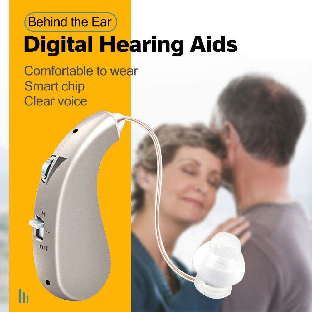 Digital Rechargeable Hearing Aid Adjustable Sound Voice Amplifier Behind Ear