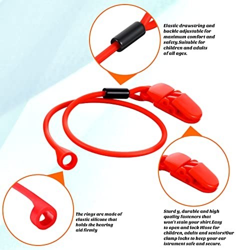 4 Pcs Adjustable Hearing Aid Clips Lanyard Holder Anti-Loss Rope for Seniors