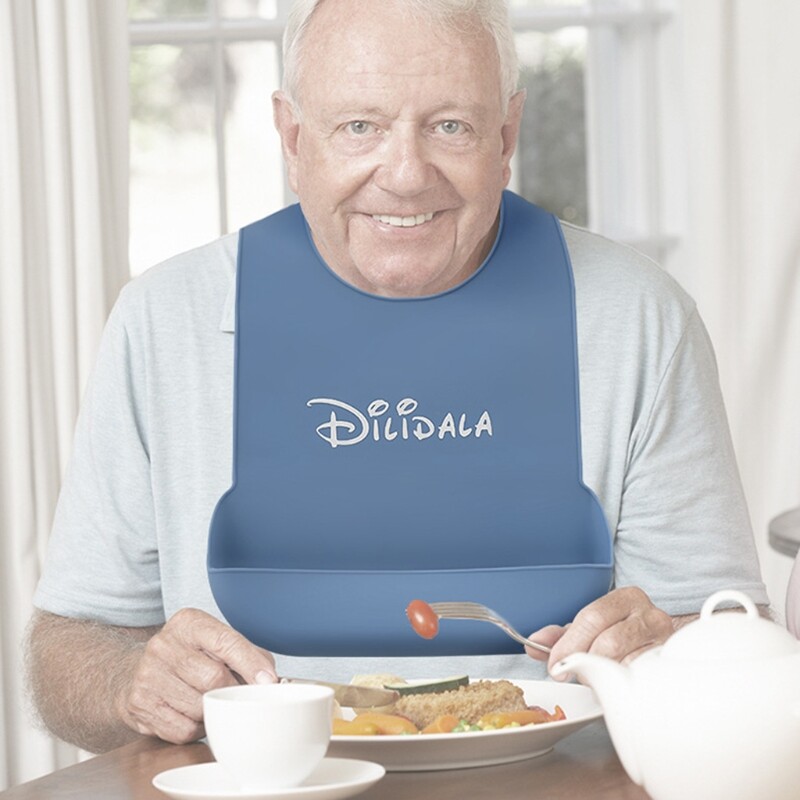 Silicone Bib Catcher Pocket Bib Elderly Aged Senior for Silicone Bi