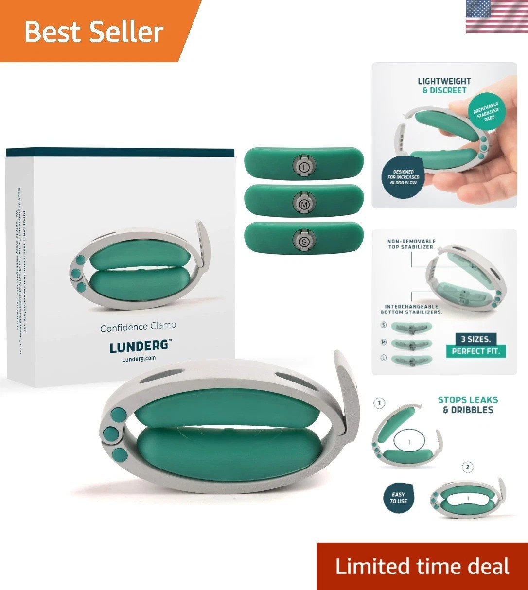 Confidence Clamp – Medical-Grade Incontinence Clamp for Men (S, M, L)